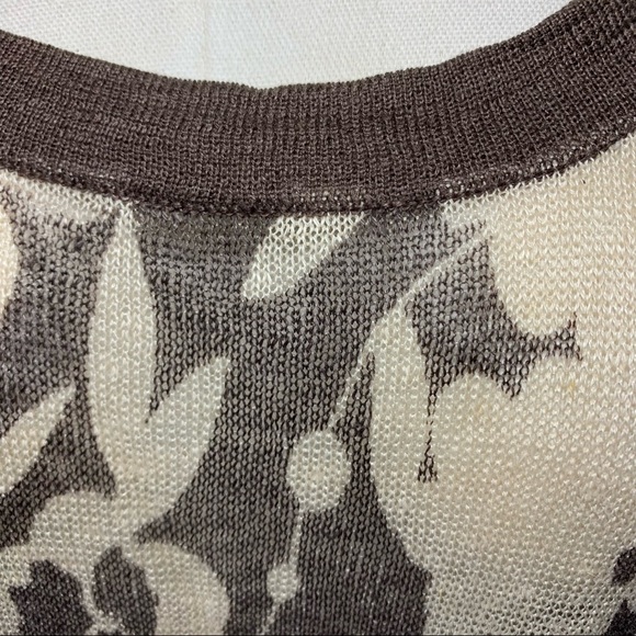 alexandra Bartlett Linen Knit Shirt Brown Floral Sz L Short Sleeves Earth Tone - Picture 5 of 10